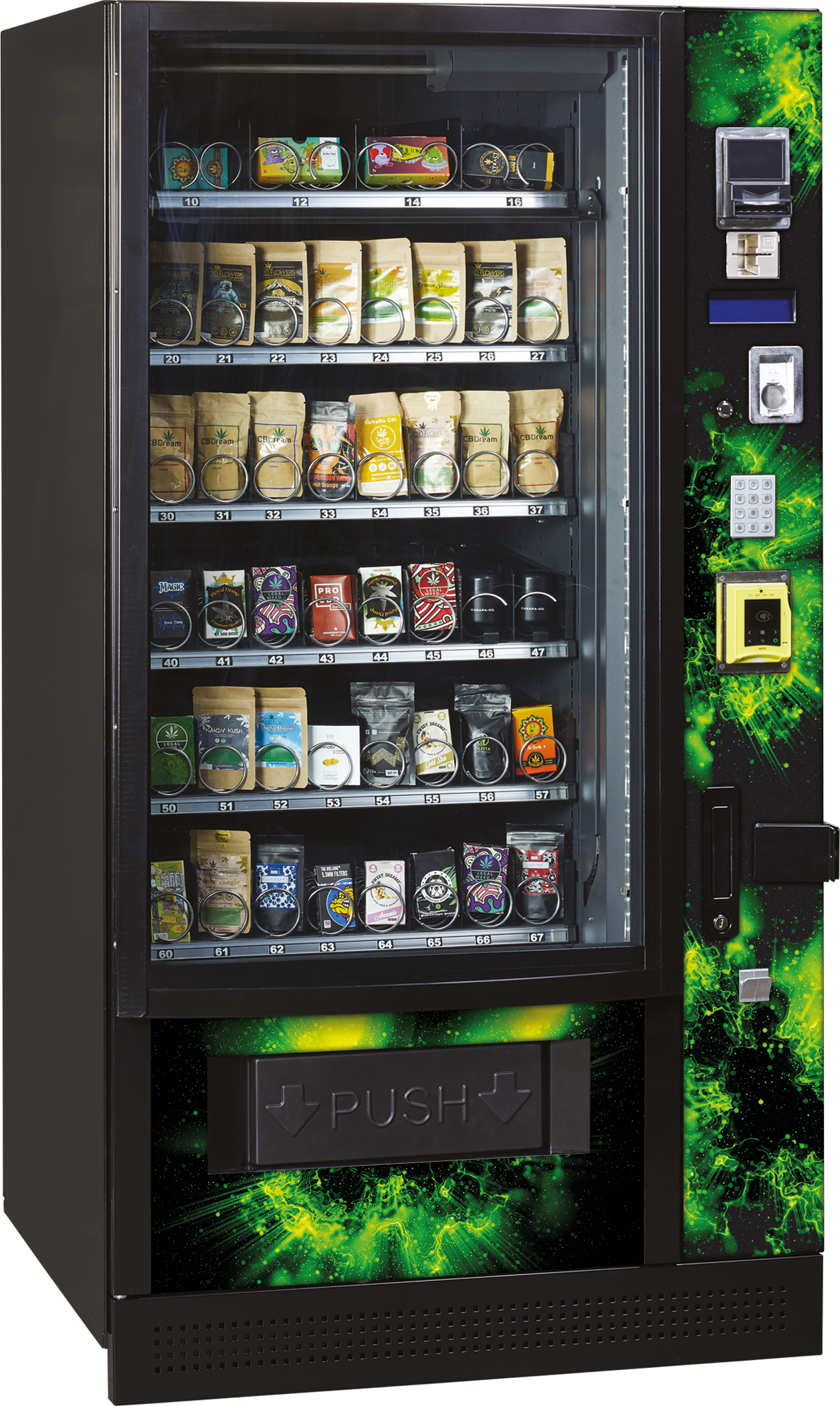 Distributeur automatique réfrigéré Master Lift Plus avec ascenseur interne, 56 sélections, pour les produits légaux à base de cannabis.