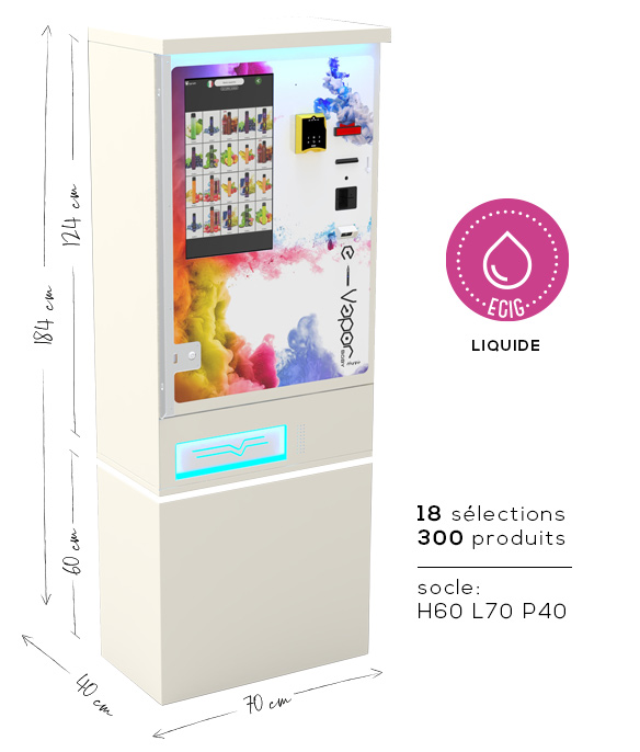Baby E-Vapor 18 touchscreen vending machine for vape liquids and disposable e-cigarettes