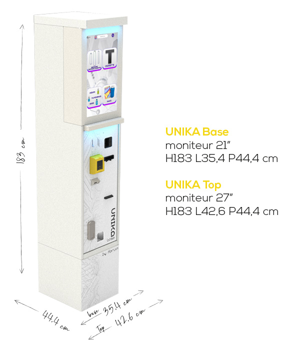 Caisse automatique Unika avec écran tactile 21"/27", Block System magnétique, scanner documents/QR et Smart Dashboard